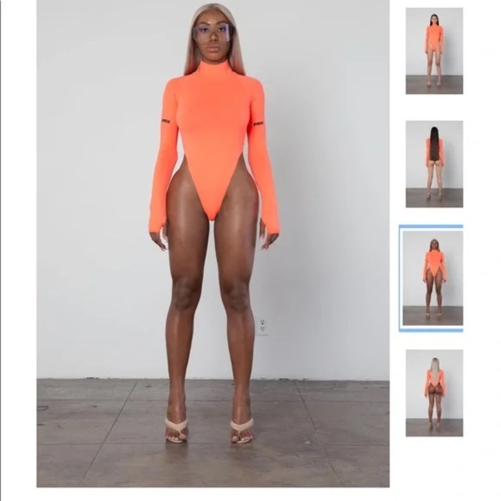 NWT Prix Workshop Neon Orange Long Sleeve Bodysuit
